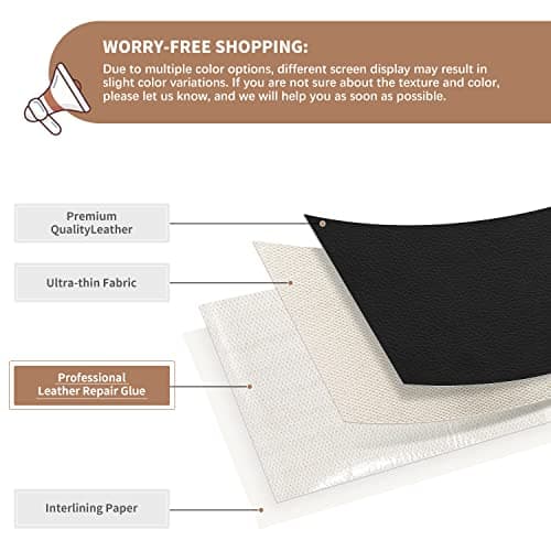 ONine Leather Repair Patch,Self-Adhesive Couch Patch,Multicolor Available Scratch Leather 8X11 Inch Peel and Stick for Sofas, Car Seats Hand Bags Jackets(Ink Black)