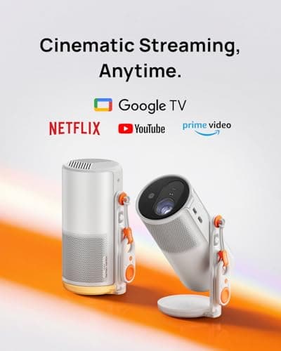 XGIMI MoGo 4 2025 NEW Portable Projector, Google TV with Licensed Netflix, 360° Adjustable Stand, 2.5 Hours of Playtime, 2 x 6W Harman Kardon, Outdoor Projector, Wifi, Bluetooth, Include Sunset Filter