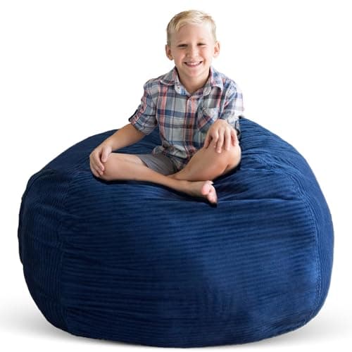 Creative QT Stuffed Animal Storage Bean Bag Chair - Stuff 'n Sit Organization for Kids Toy Storage - Extra Large Size (38", Royal Blue Corduroy)