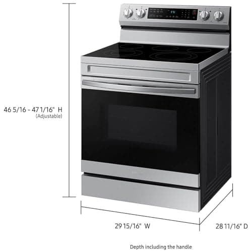 Samsung 6.3 Cu. Ft. Smart Freestanding Electric Range with No Pre-heat Air Fry & Convection, Stainless Steel, NE63A6511SS/AA