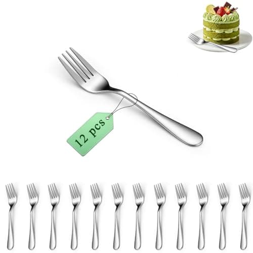 Cake Forks Set of 12, Berglander Stainless Steel 14cm Dessert Fork for Cocktail, Dessert, Cake, Tea, Fruit, Cheese, Appetizer Small Forks for Party, Hotel, Restaurant, Cafes Dishwasher Safe