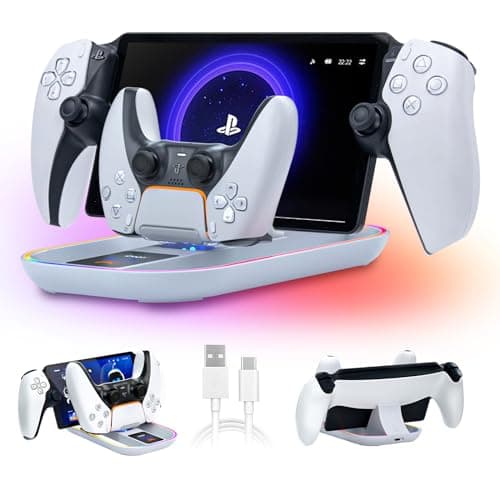 PlayStation Portal Charger Dock, PS5 Controller Station with 14 RGB Modes