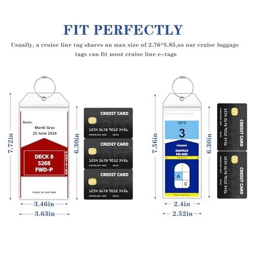 6 Pack Luggage Tags Travel Essentials & Cruise Essentials for NCL, Princess, Carnival, Royal Caribbean & Celebrity Cruise Ships by SEAVILIA