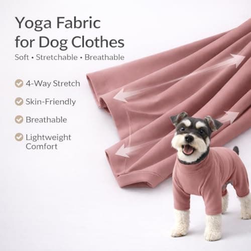 ADKLHX Dog Full Bodysuit – Stretchy Yoga Fabric 4-Leg Dog Pajamas, Breathable & Lightweight Dog Onesie for Indoor & Outdoor, Shedding Control & Travel Wear Dusty Pink 2XL