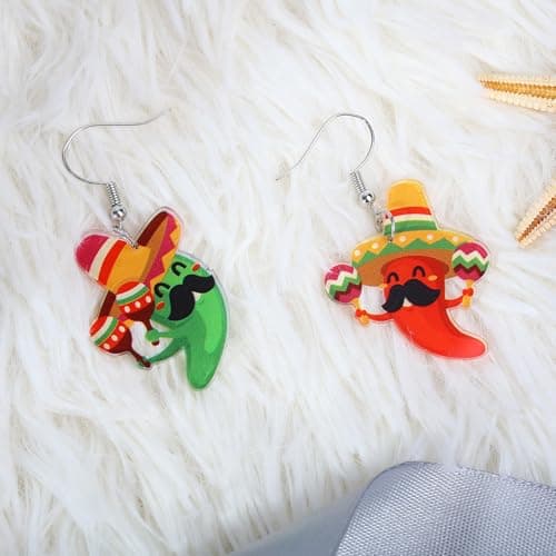 Cute Mexican Earrings Chili Acrylic Jewelry Gift, Cinco De Mayo Earrings for Women