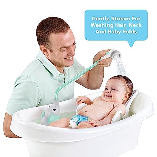 Yookidoo Baby Bath Shower Head - Elephant Water Pump and Trunk Spout Sprayer - One Handed Flow Control for Newborn Babies in Tub Or Sink (Turquoise)