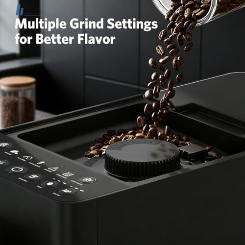 Electactic Fully Automatic Coffee Machine with Grinder, 20 Bar Coffee Maker with Milk Frother, Adjustable Grinding Coffee Machine for Cappuccino & Latte, Touch Control & Auto Self-Cleaning