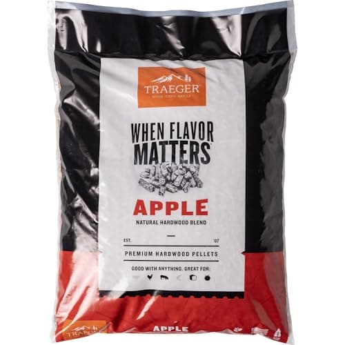 Traeger Grills Apple 100% All-Natural Wood Pellets for Smokers and Pellet Grills, BBQ, Bake, Roast, 18 lb. Bag