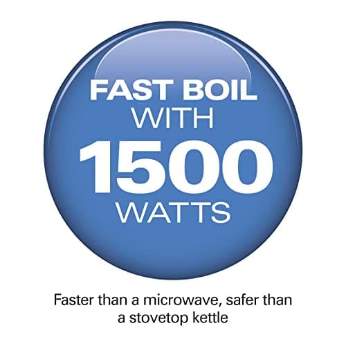 Hamilton Beach Glass Electric Kettle, 1 L, 1500W Fast Boiling Water Boiler, Cordless, Soft Blue LED Light, Auto Shutoff & Boil-Dry Protection, BPA-Free, Compact Size (40930JC)