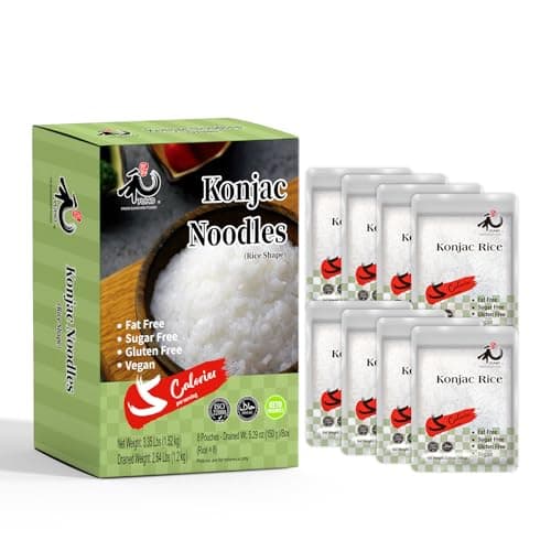 YUHO Shirataki Konjac Rice, 8 Pack Inside, Vegan, Low Calorie Food, Gluten Free, Fat Free, Keto Friendly, Low Carbs, Holiday Gifts, Healthy Diet 53.61 Oz (1520 g)