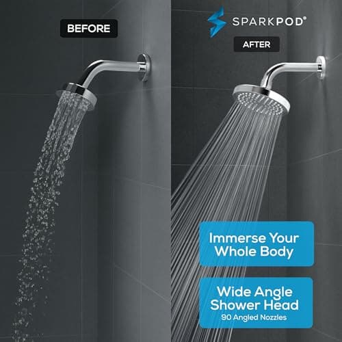 SparkPod Rain Shower Head, 6 Inch Round, Luxury Polished Chrome Finish