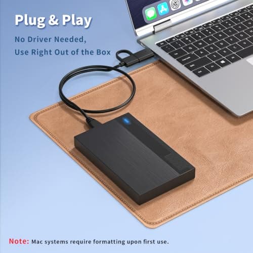 Alphami High-Speed PS5 External Hard Drive 250GB – Dual USB-A & Type-C Connectivity, Seamless Plug-and-Play Use Across Mac, PC, Laptop, Consoles– Perfect for Storage Movies, Music, Photos, Games