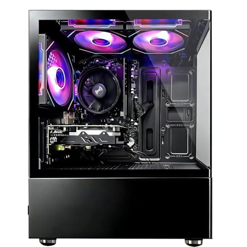 Qehi Prebuilt Desktop Gaming PC | Ryzen 5 6Cores 3.6G Up to 4.1G | 16G DDR4 RAM | 512G SSD | RX560 4G Graphics Card | WiFi 6 | Game Computer Tower Black