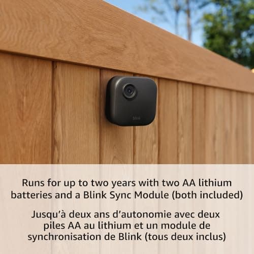 Blink Outdoor 4 – Wireless smart security camera, two-year battery life, 1080p HD day and infrared night live view, two-way talk. Sync Module Core included – 1 camera system