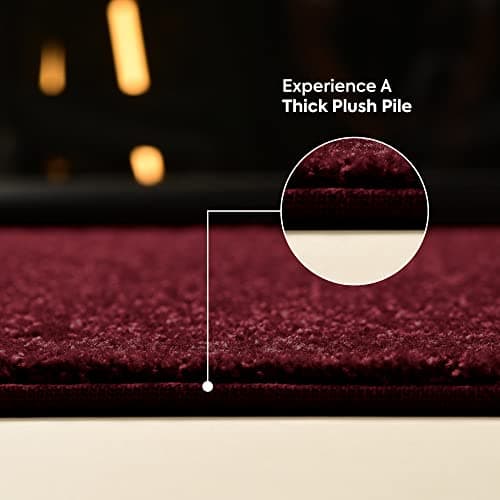 Ambiant Pet Friendly Solid Color Area Rugs Burgundy - 1.5' x 2.25' (18''x27'') Rectangle Mat, Indoor, Perfect for Living Room, Bedroom, Dining Room, Entryway, Doorway, Pet & Kids Friendly Rug