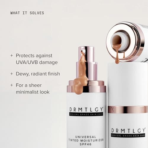 DRMTLGY Universal Tinted Moisturizer SPF 46 – Hydrating Dewy Tinted Sunscreen for Face with Zinc Oxide & Octinoxate – Niacinamide & Hyaluronic Acid – Broad Spectrum Lightweight Daily SPF, 1.7 oz