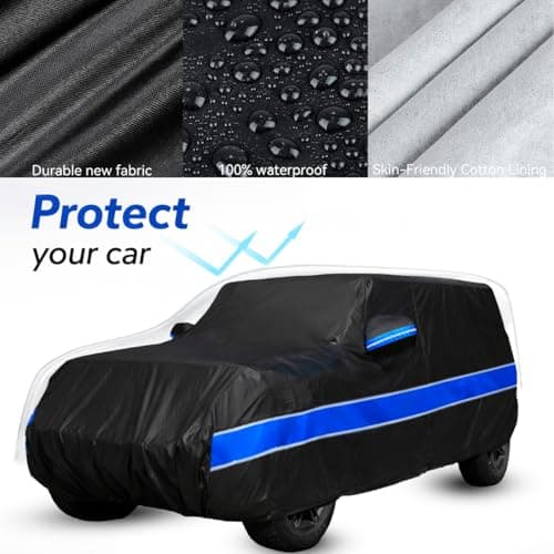 10-Layer Car Cover Compatible with Jeep Wrangler Cover Waterproof 4 Door All Weather,Sun Rain UV Dust Snow Protection,Full Exterior Car Cover with Door Zipper and Cotton Lining,Fit for CJ YJ TJ JK JL
