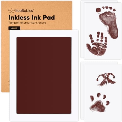 1pk Inkless Baby Hand and Footprint Kit, Mess Free Ink Pad (Auburn, J)