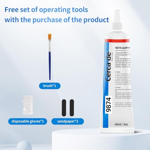 Cerca de Leather Glue,Permanent,Adhesive Clear,Strong, Waterproof,for Sofas, Car Seats, Purses, Professional Leather Repair and bonding, 2 oz.