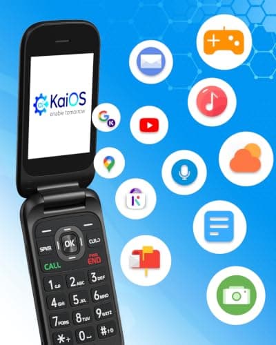4G Flip Phone Unlocked, Basic Smart Cell Phone for Seniors Backup, Dual Screen KaiOS Phone Large Button Loud Volume Durable Battery Speed Dial Camera Bluetooth, T-Mobile AT&T Compatible (Black)