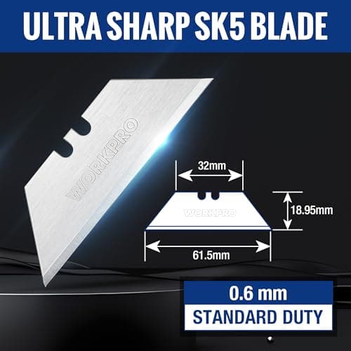 WORKPRO Utility Knife Blades, SK5 Steel, 100-Pack Blades with Dispenser