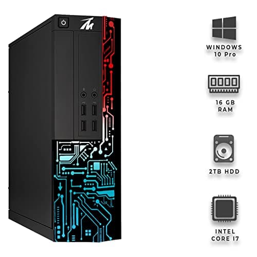 TechMagnet Computer Desktop PC, Core i7, Siwa 8, 16GB RAM, 128GB SSD, Dual 27 Inch Monitor, RGB Keyboard Mouse, XL Cheatsheet Desk Pad, RGB Speaker with Webcam, WiFi, Win 11 (Renewed)