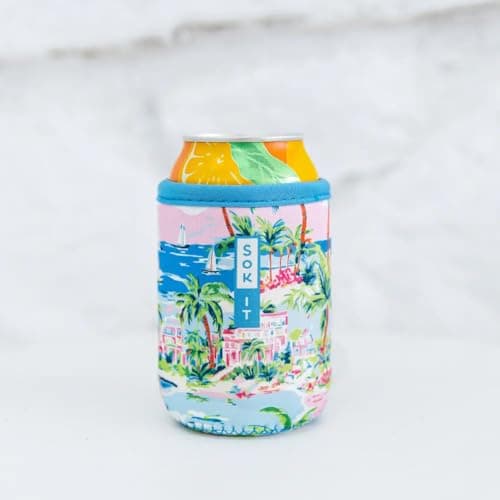 Sok It CanSok Sleeve for Beer & Soda Insulated Neoprene Cover (Beachside Bliss, 12oz Slim Can Sleeve)