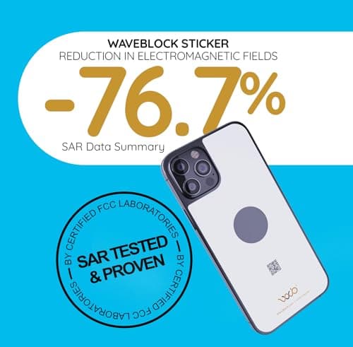WAVEBLOCK EMF Blocker for Cell Phone - Made for iPhone 17e - The Only Patented, Real Scientifically Backed, Lab-Tested 5G-Shield Sticker to Protect You & Your Loved Ones - USA Made White