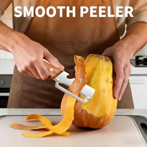 Kitchen Multi-Function Stainless Steel Thickened Fruit Peeler Knife, Ultimate Kitchen Peeler, Wooden Handle Peeler, Multi Functional Premium Vegetable Peeler, Bottle Opener Stainless Steel (1PCS)