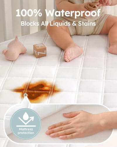 Yoofoss Waterproof Crib Mattress Protector 2 Pack, Quilted Crib Mattress Pad Cover Ultra Soft and Breathable, Machine Washable Toddler Mattress Protector for Standard Baby Crib Size 52''x28''