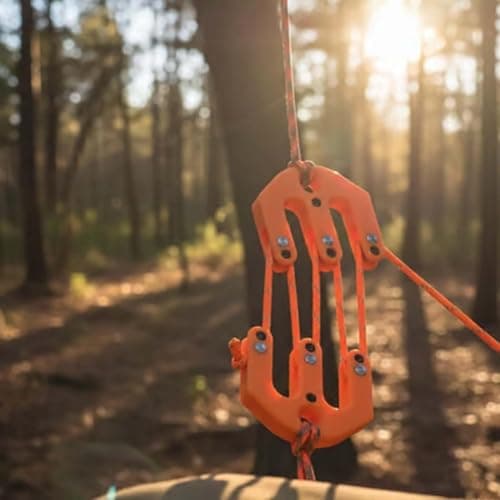 Game and Gear Hoist, Block and Tackle Pulley System, Portable Game Hoist, Nylon Block and Tackle Pulley System, Compact Game Lifting Tool for Backcountry Hunting(1PCS)