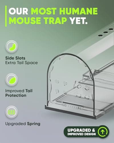 Motel Mouse Humane Mouse Traps No Kill Live Catch and Release 4 Pack - Reusable, Easy to Use & Clean, No Touch Release, Sensitive Includes Cleaning Brush, Instruction Manual & Video - Mousetrap Indoor