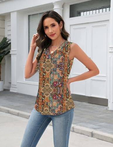 Zeagoo Beach Vacation Clothes for Women 2026 Summer V Neck Sleeveless Tank Tops Cute Trendy Women Clothing
