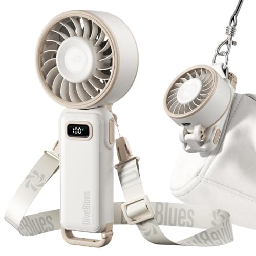 Diveblues Portable Turbo Fan, 100 Speed Handheld Fan with Strong Airflow, Foldable 4 in 1 Personal Fan for Neck, Desk & Travel, USB-C Rechargeable, Lightweight for Summer, Concerts & Outdoor Use