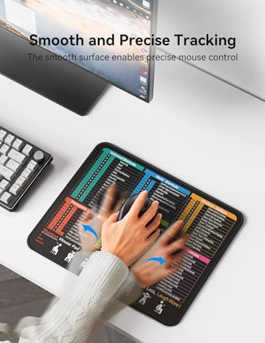 TECKNET Excel Cheat Sheet Desk Pad, Mouse Pad for Excel Word PowerPoint Windows Shortcuts-11.6x9.8 Inch, Non-Slip Waterproof Office Desk Mat, Portable, Durable, Clear Printing, Black