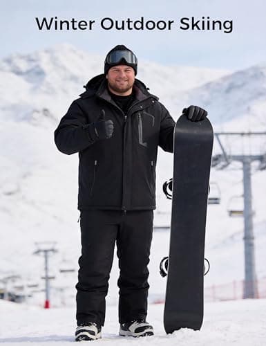 Wantdo Men's Ski Coats Winter Jacket for Men Waterproof Plus Ski Jacket Windproof Parka with Hood Black 2XL