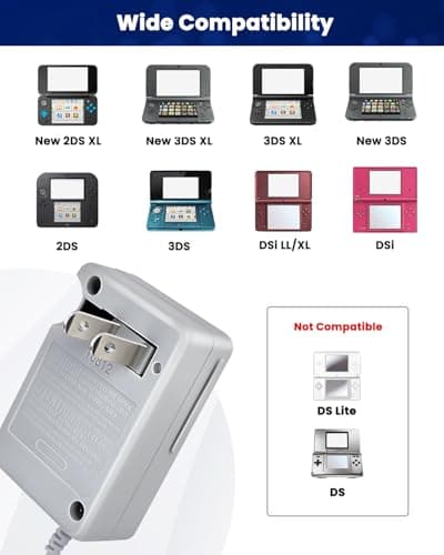 AC Adapter Game Charger for Dsi Ndsi 3DS/3DSXL/New 3DS/New 3Dsll/2DS/Dsi/Dsixl 2 Pack with Stylus Pen