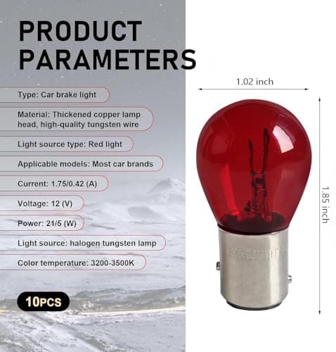 Zikefest 10PCS 1157 Bulb, Tail High and Low Brake Light Bulb, P21/5W S25 2057 2357 7528 BAY15D Light Bulb, Turn Signal Light Bulb Replacement, Universal Halogen Brake Tail Light Parking Light (Red)