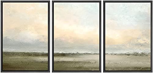 SIGNWIN Framed Canvas Print Wall Art Set Minimal Pastel Sunset Desert Landscape Nature Abstract Illustrations Modern Art Decorative Nordic Rustic for Living Room, Bedroom, Office - 24"x36"x3 Black