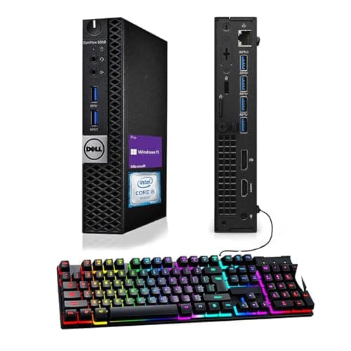 Dell Optiplex 5050 Mini PC Desktop Computer, Intel i5-7500T up to 3.30GHz, 8GB RAM, 256GB SSD, Keyboard & Mouse, USB, WiFi, Windows 11 Pro (Renewed)
