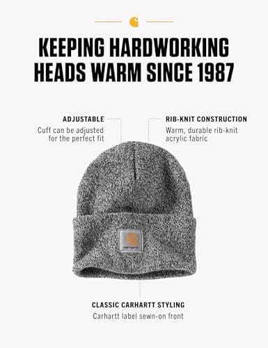 Carhartt Men's Acrylic Watch Hat A18, Black/White, One Size