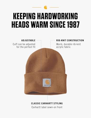 Carhartt Men's Acrylic Watch Hat A18, Brown, One Size