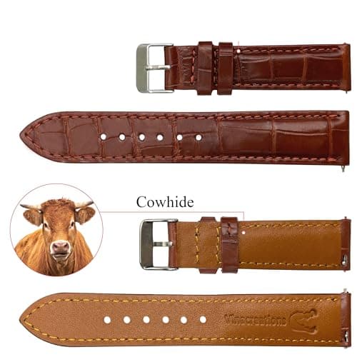 20mm Light Brown Handmade AIIigator Belly Watch Band Men Quick Release Hornback Croc Replacement Pin Tang Buckle Wristwatch Strap by Vietnamese DH-06-20MM