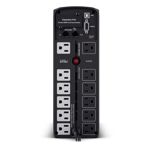 CyberPower CP1500PFCLCD PFC Sinewave UPS System, 1500VA/1000W, 12 Outlets, AVR, Mini Tower, Black