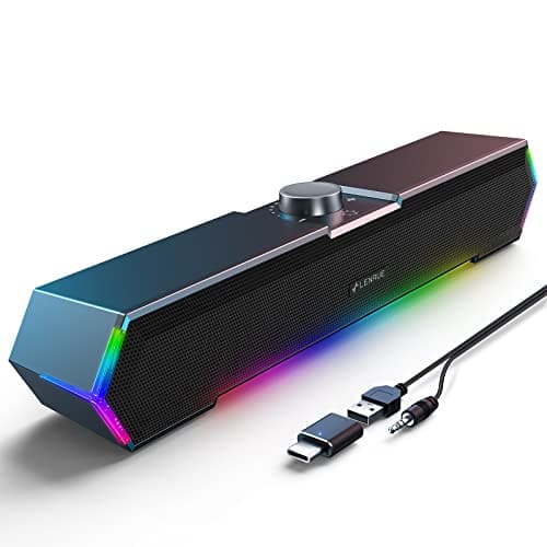 LENRUE G11 Computer Speakers for Desktop, Touch Lights PC Speakers with Surge Clear Sound, USB C/USB Powered for Computer Desktop PC Laptop Monitor(Black) (Black) (Black)