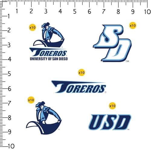 University of San Diego Spirit Logo Vinyl Large Deluxe Stickers Variety Pack - Laptop, Water Bottle, Scrapbooking, Tablet, Skateboard, Indoor/Outdoor