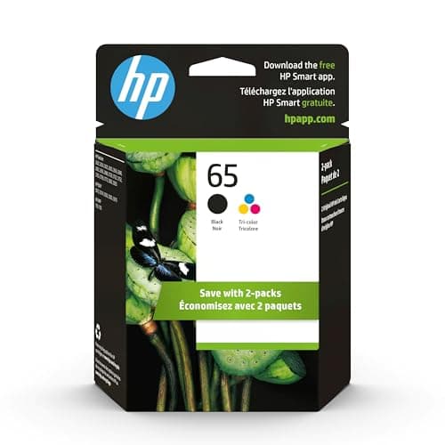Original HP 65 Black/Tri-Color Ink Cartridges 2-Pack | Works with HP AMP 100 HP DeskJet 2600 3700 HP Envy 5000 | Eligible for Instant Ink, Standard Yield