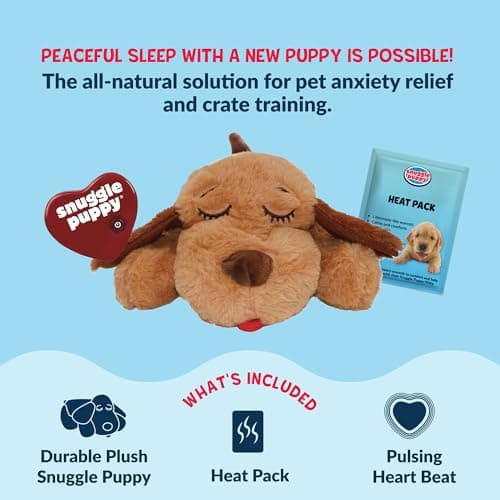 Snuggle Puppy Original Heartbeat Puppy Toy with Real-Feel Pulse & Heat Pack, Plush Dog Comfort Toy for Crate Training, First Nights & New Puppy Transition - Biscuit
