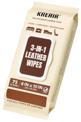 Kreair 3in1 Leather Cleaner Wipes 75 Count, XL 8 x 10 in