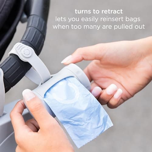 Ubbi Retractable Bag Dispenser for Diaper Bag Value Set, Gray